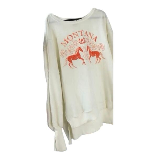 WE THE FREE Graphic Montana Horses Camden Pullover Size Large P2P 42” New w/ Tag - Picture 7 of 8
